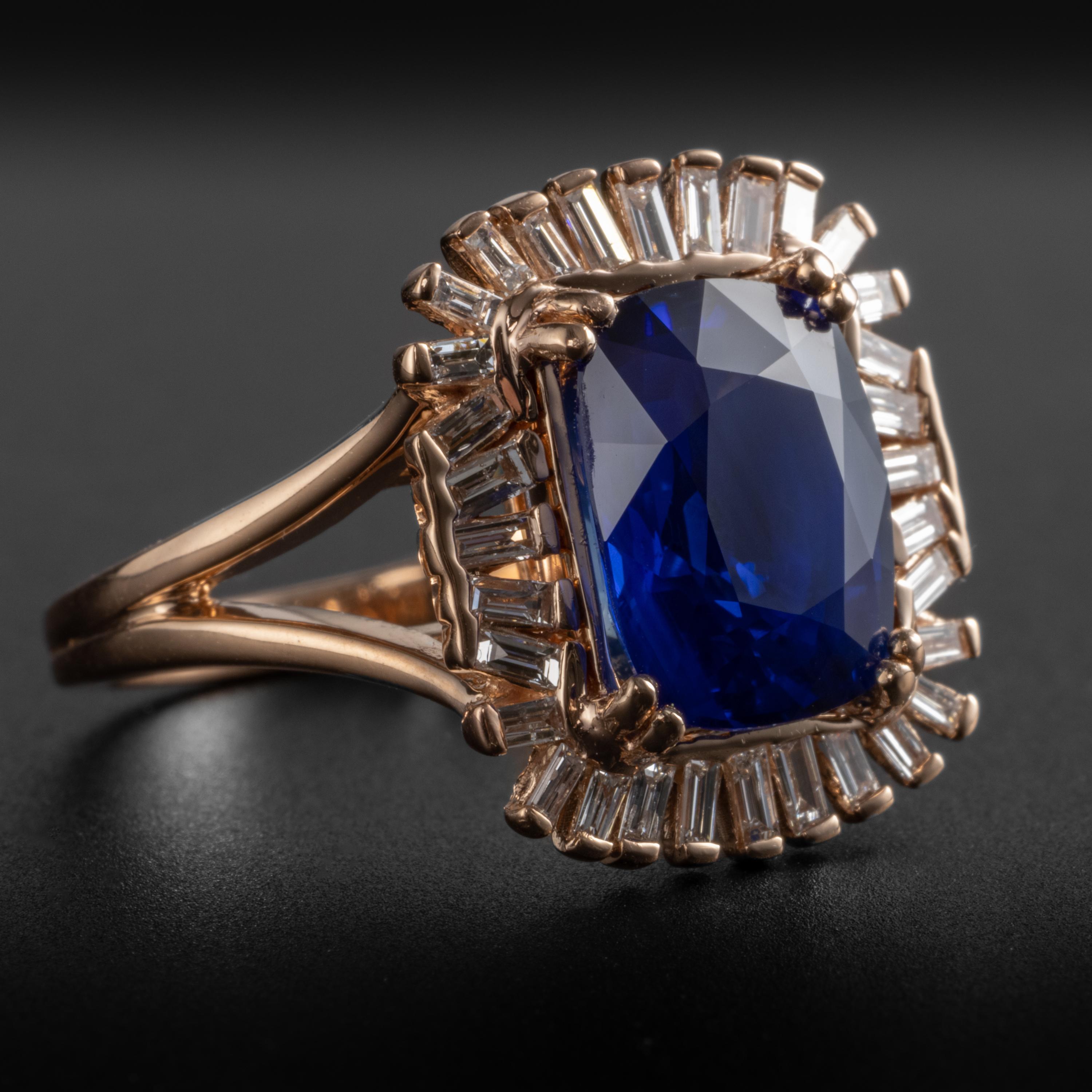 Contemporain Bague saphir et diamant non traité 4,04 carats Madagascar AGL Certified en vente