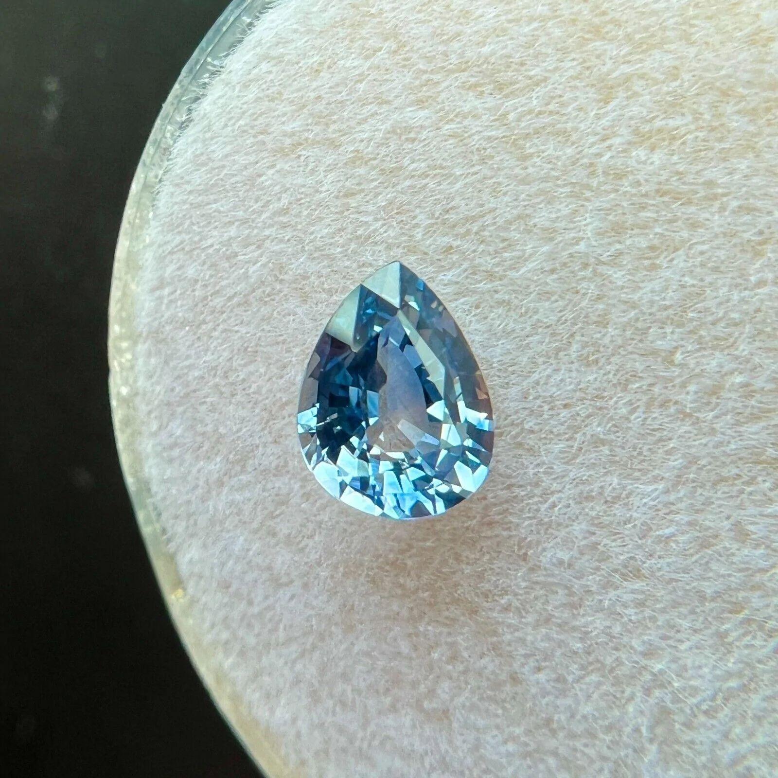Untreated Sapphire Light Greenish Blue 0.72ct Pear Cut 6x4.8mm Vvs Gem In New Condition For Sale In Birmingham, GB