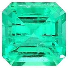 Untreated Square Cut Neon Green Emerald Gemstone 0.62 Carat Weight ICL Certified