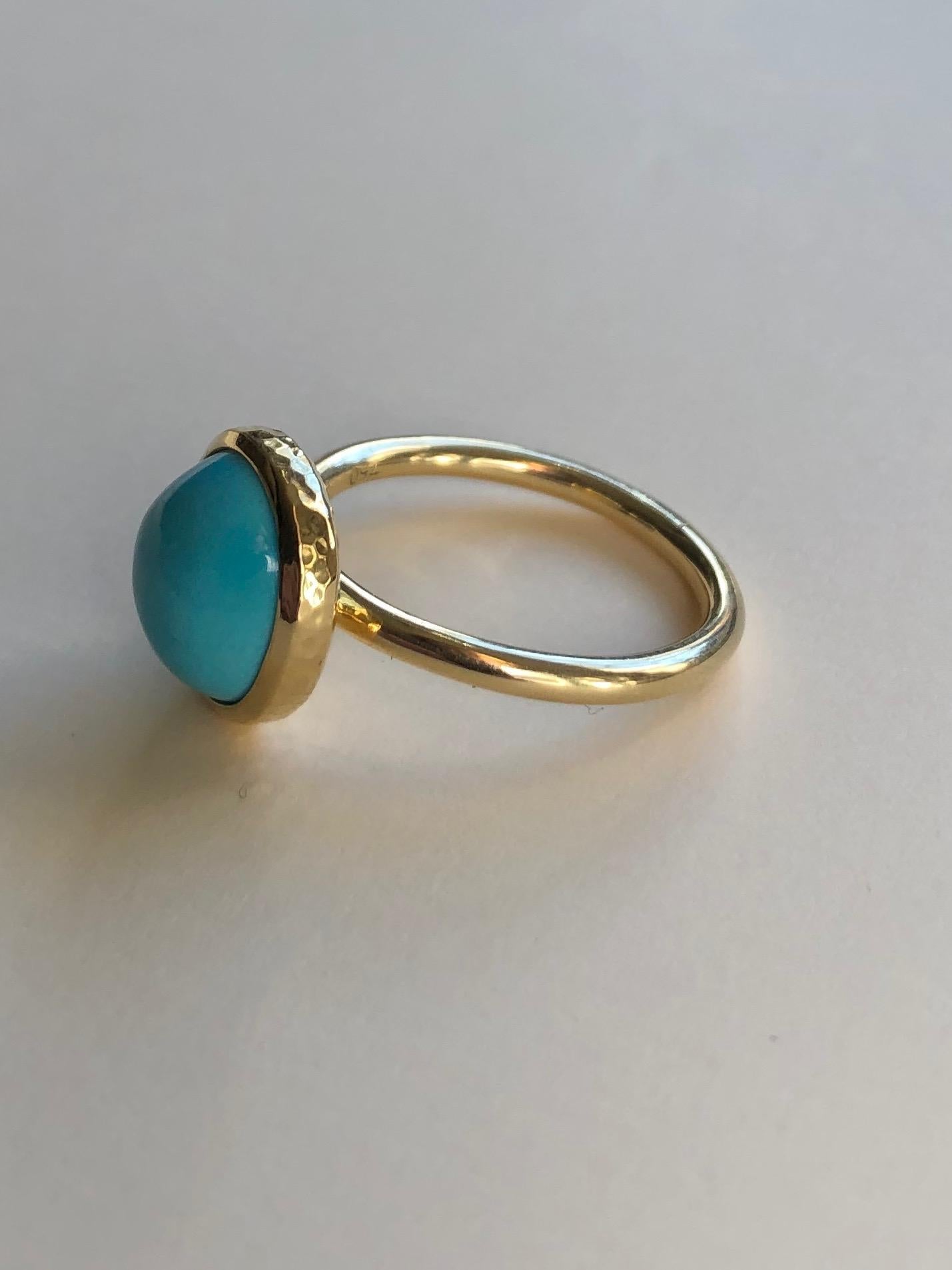 Untreated Turquoise and 18 Karat Gold Cocktail Ring 1