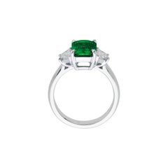 Untreated Unheated GIA Certified 8 Carat Green Emerald Diamond Ring