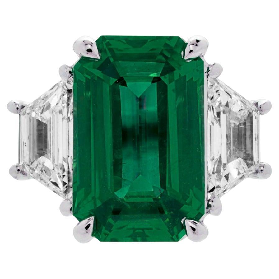 Bague avec diamant émeraude verte de 8 carats non traitée et non chauffée, certifiée GIA