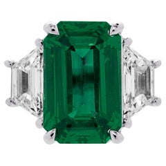 Bague avec diamant émeraude verte de 8 carats non traitée et non chauffée, certifiée GIA