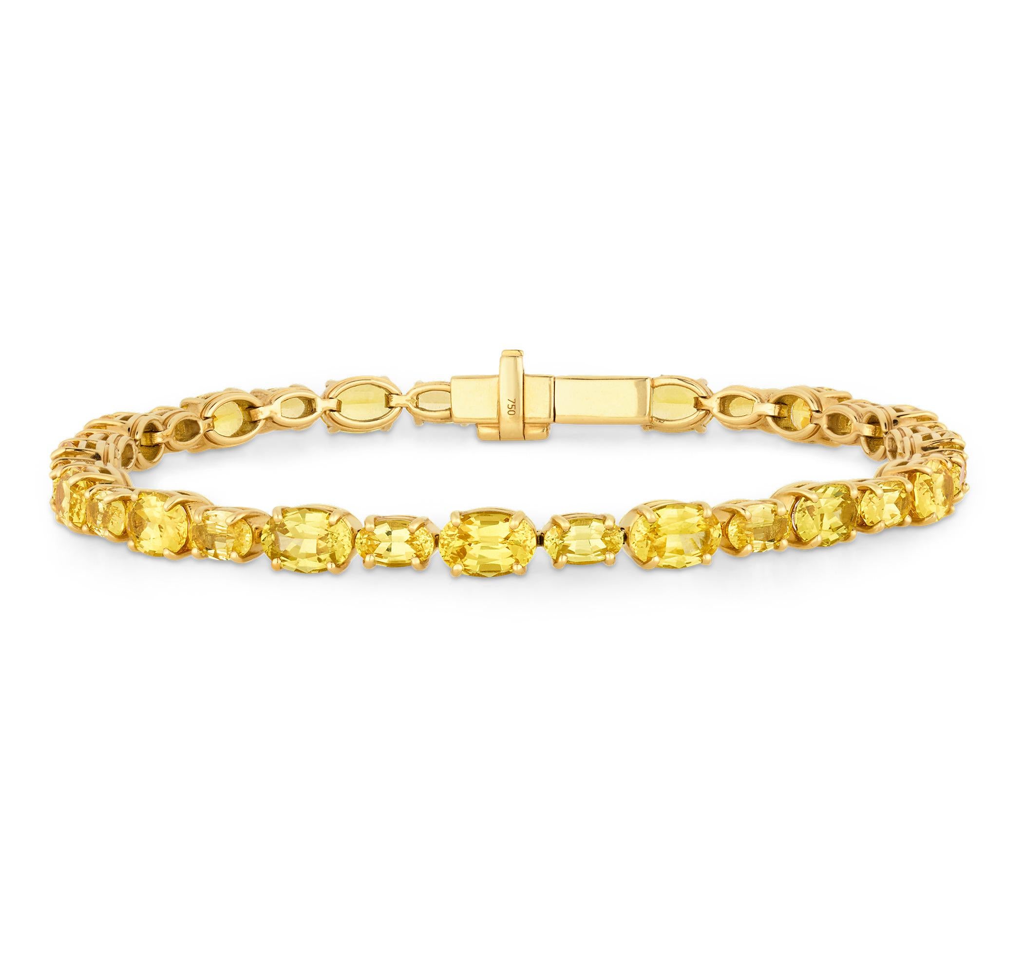 Bracelet en saphir jaune non traité, 14,38 carats Excellent état - En vente à New Orleans, LA
