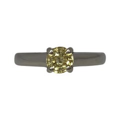 Untreated Yellow Sapphire Round Cut Solitaire Platinum Crossover Ring