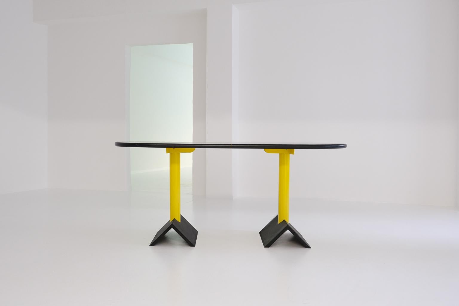 Post-Modern Unusal, customized memphis oval desk or dining table  For Sale