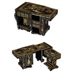 UNUSUAL Antique METAMORPHIC ORIENTAL CHINESE NEST OF SIDE TABLES WiTH DRAWERS