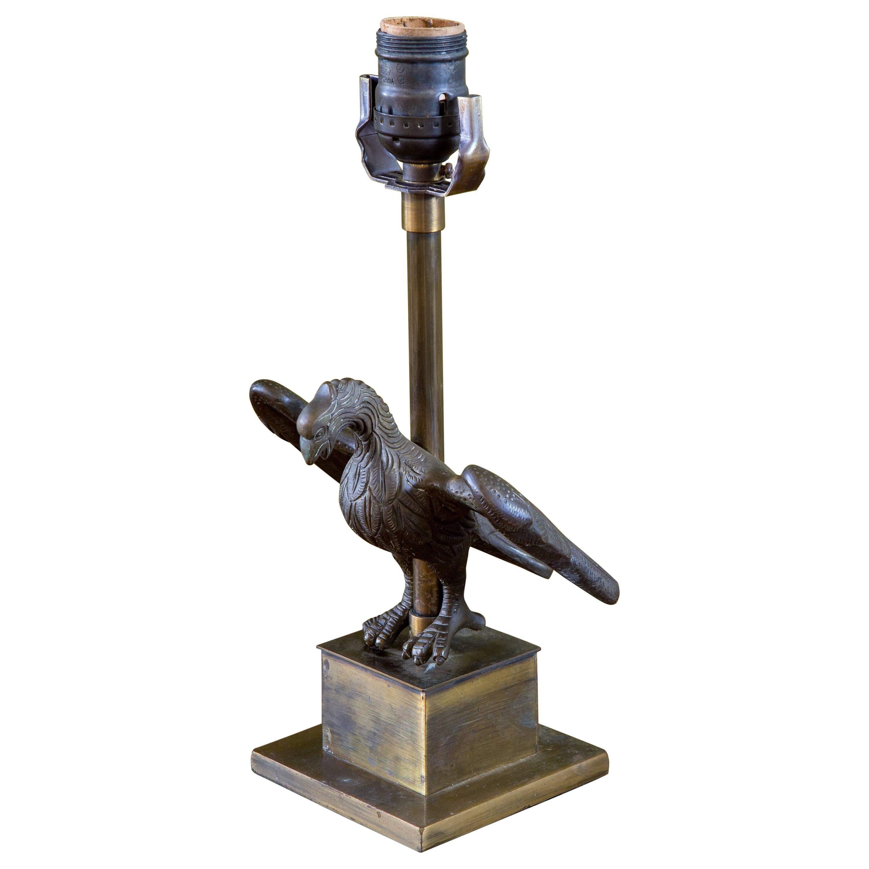 Unusaul Bronze Eagle Table Lamp, circa 1930s