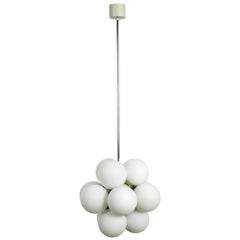 Unused 1960s Atomic Space Age Kaiser Leuchten Ceiling Lamp with 12 Glass Balls
