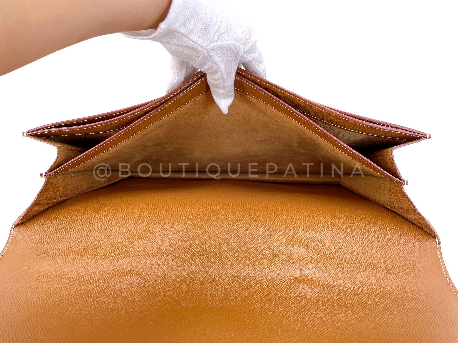 Inutilisé 2002 Hermès Gold Caramel Tan Sac a Depeche 41 Briefcase 24k GHW 68136 8