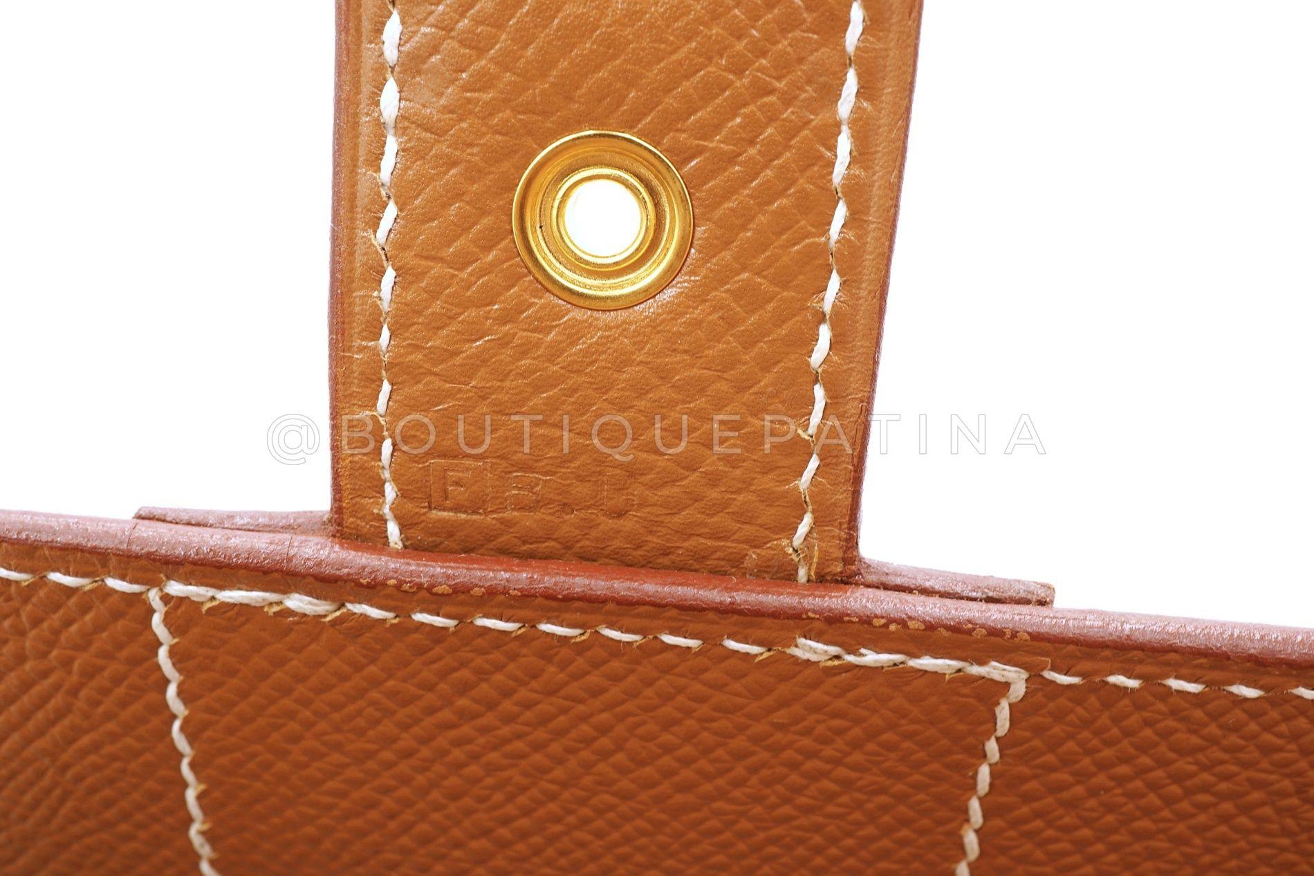 Inutilisé 2002 Hermès Gold Caramel Tan Sac a Depeche 41 Briefcase 24k GHW 68136 10