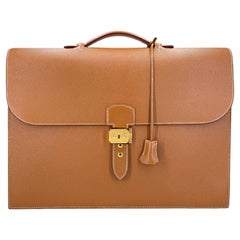 Unused 2002 Hermès Gold Caramel Tan Sac a Depeche 41 Briefcase 24k GHW 68136