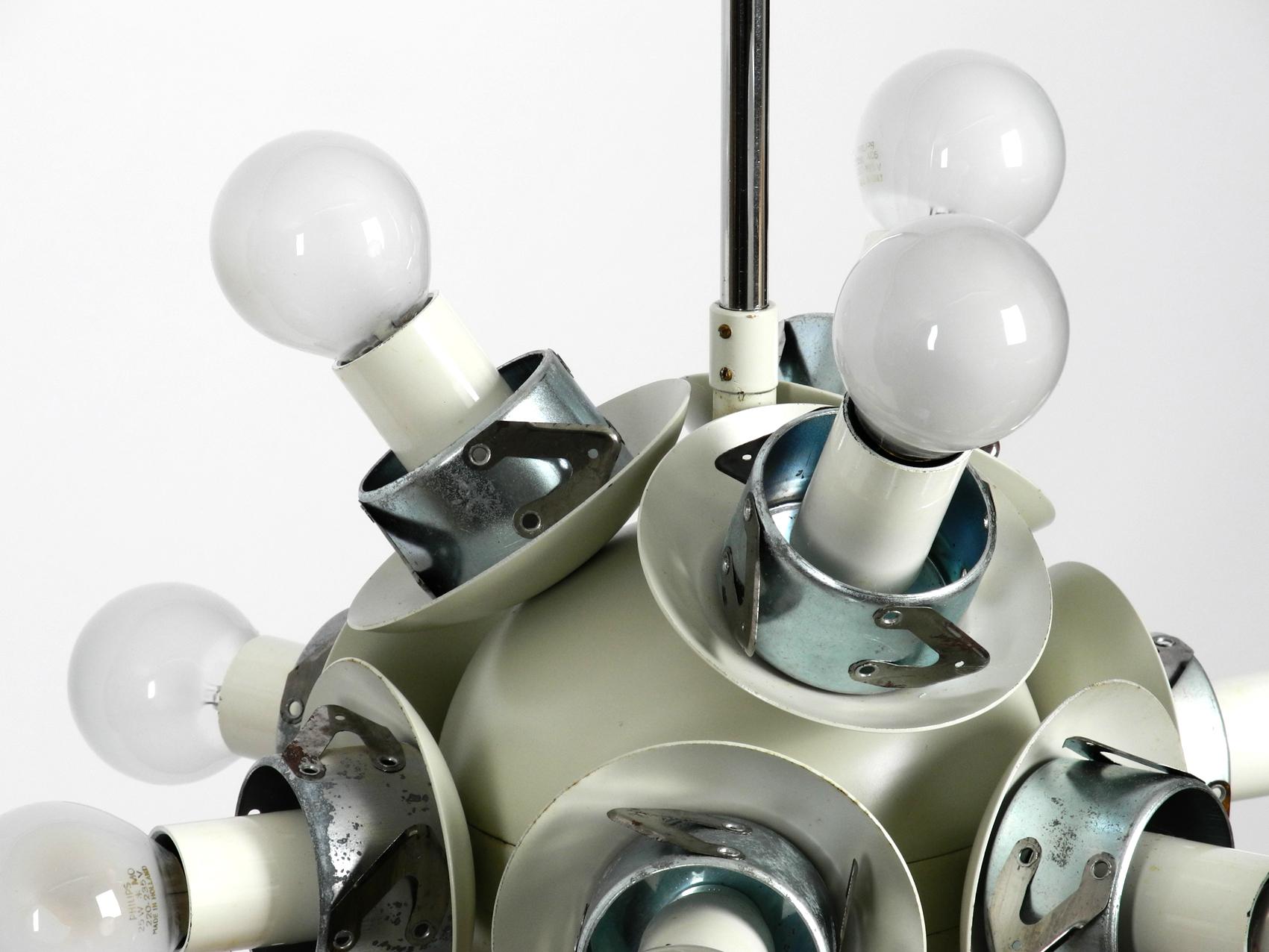 Unused 60s Atomic Space Age Kaiser Leuchten metal ceiling lamp 12 glass spheres For Sale 6