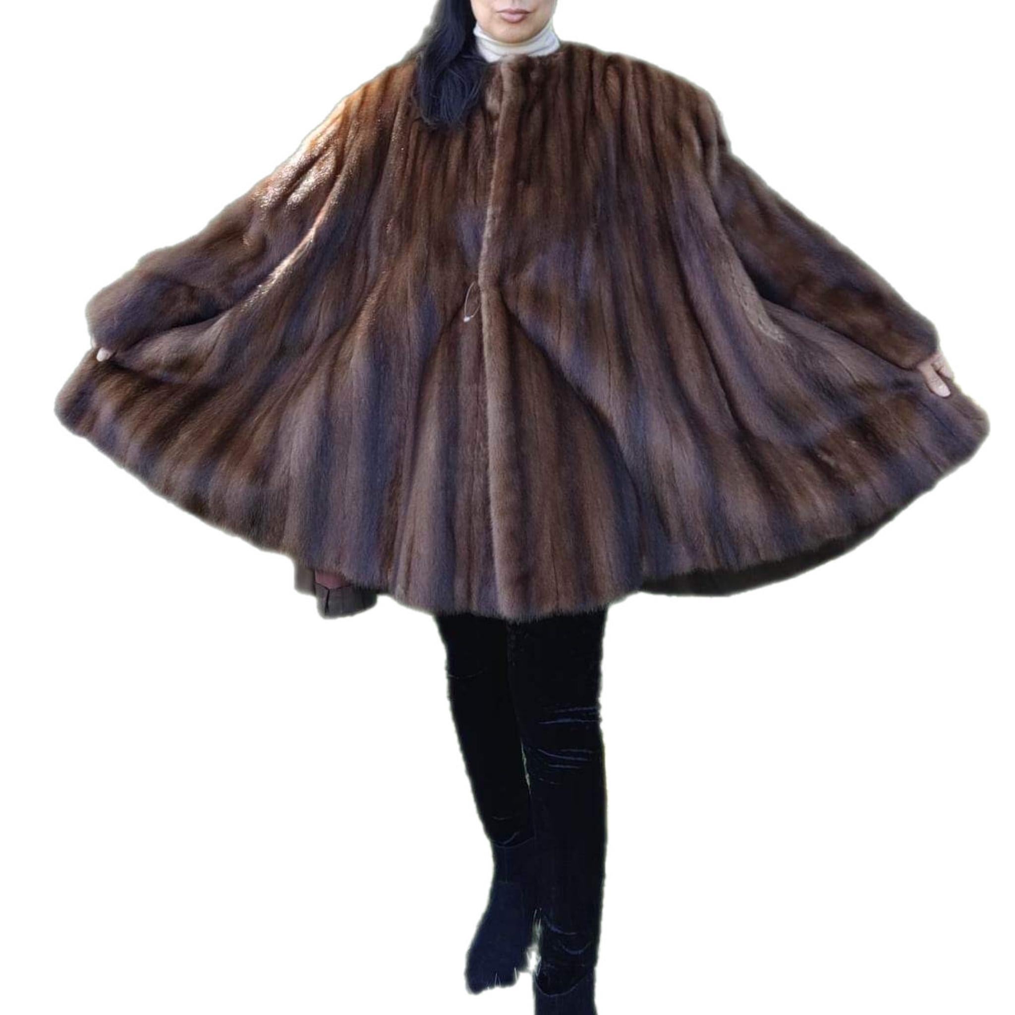 Black Unused Birger Christensen Demi Buff Wide Sweep Mink Fur Coat (24/XXL) For Sale