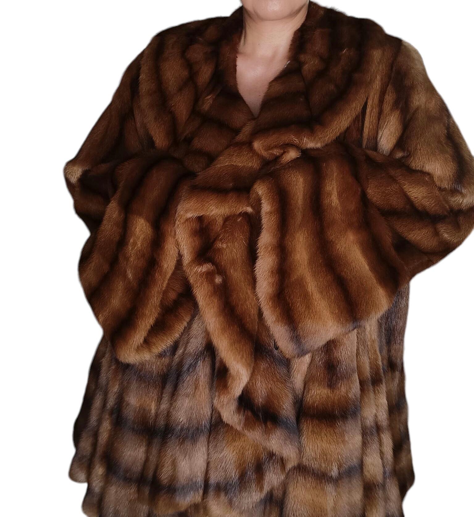 Brown Unused Birger Christensen Demi Buff Wide Sweep Mink Fur Coat (24/XXL) For Sale