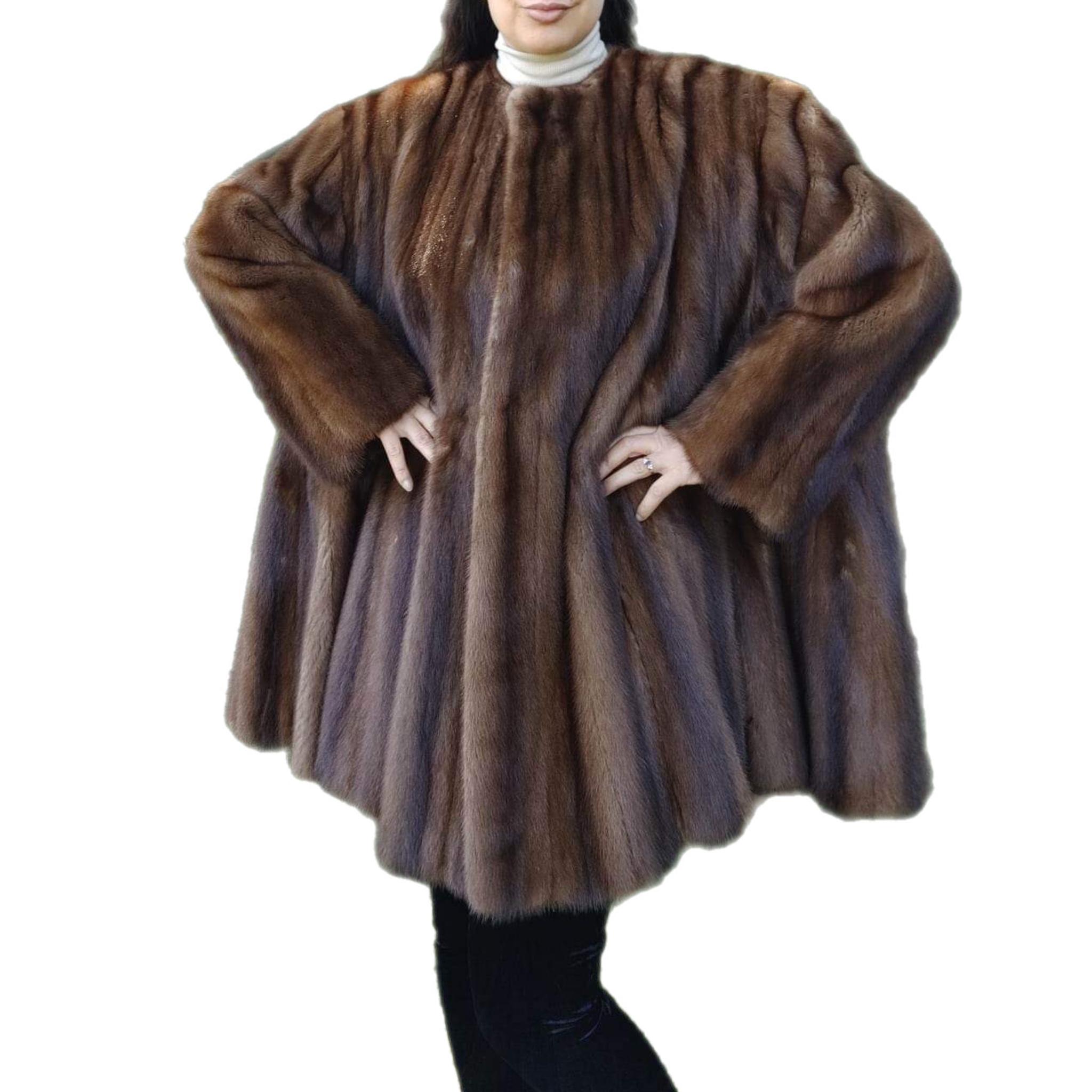 Women's Unused Birger Christensen Demi Buff Wide Sweep Mink Fur Coat (24/XXL) For Sale