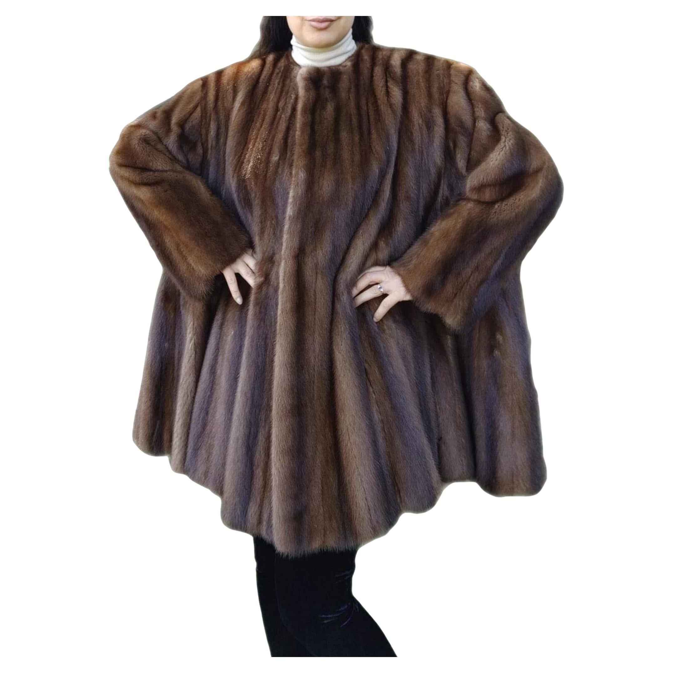 Birger Christensen - Manteau large en fourrure de vison, demi-coque, non utilisé, 24/XXL