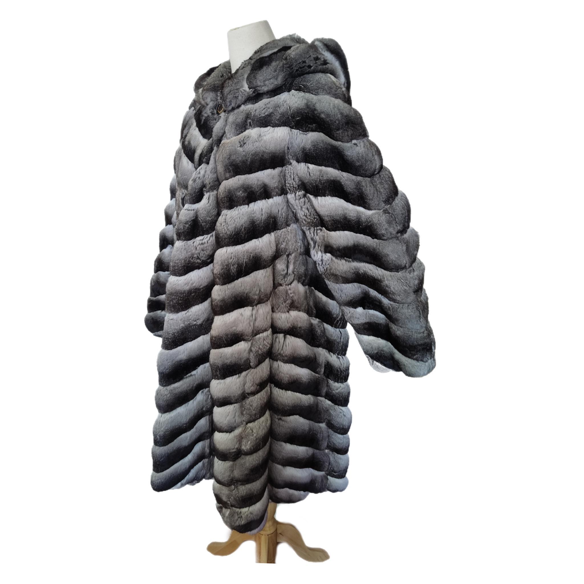 Women's or Men's Birger Christensen Empress Chinchilla Fur Coat 12 - 18 L For Sale