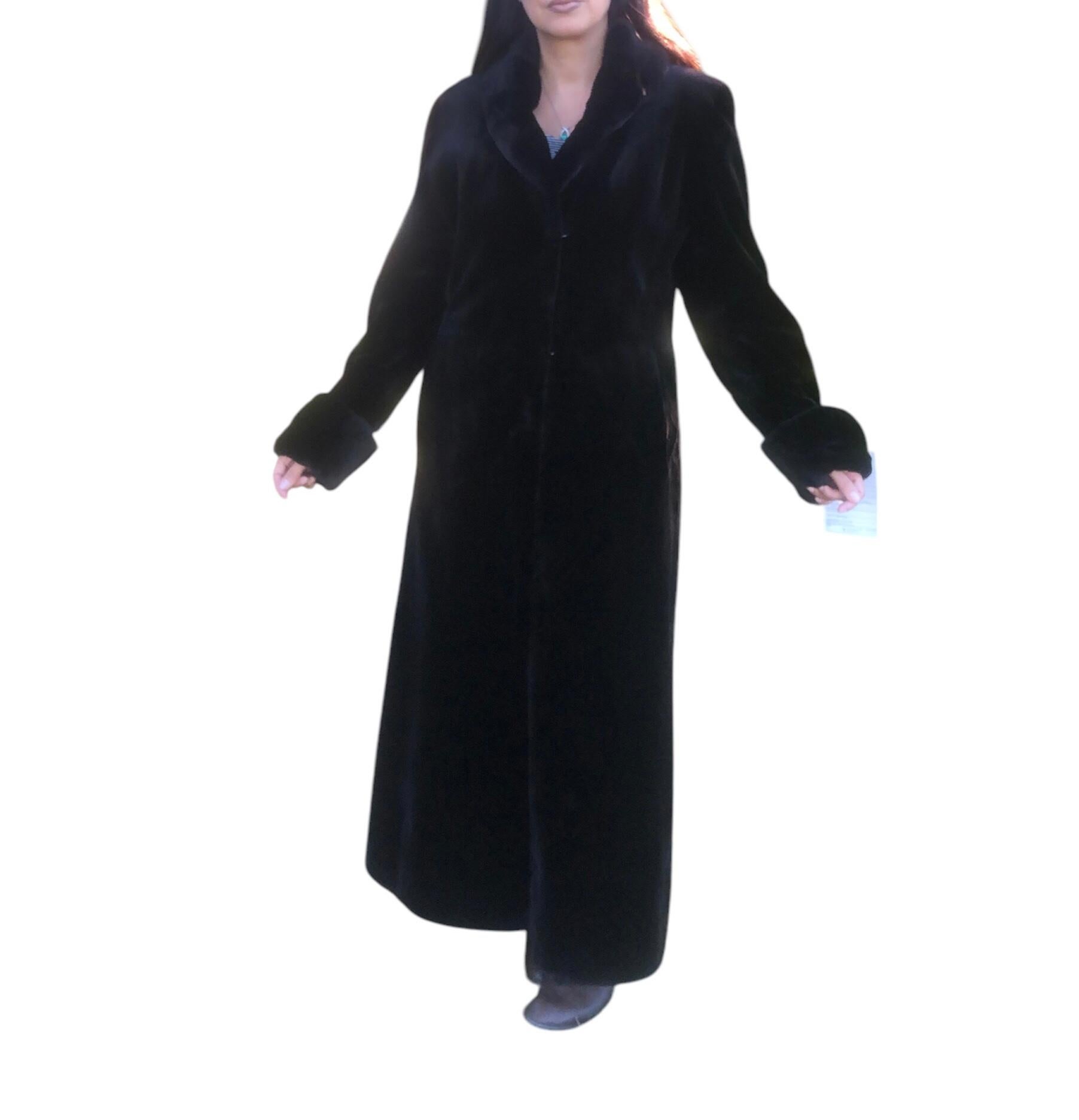 Black Unused Birger Christensen female sheared Mink Fur Coat (6/S) For Sale