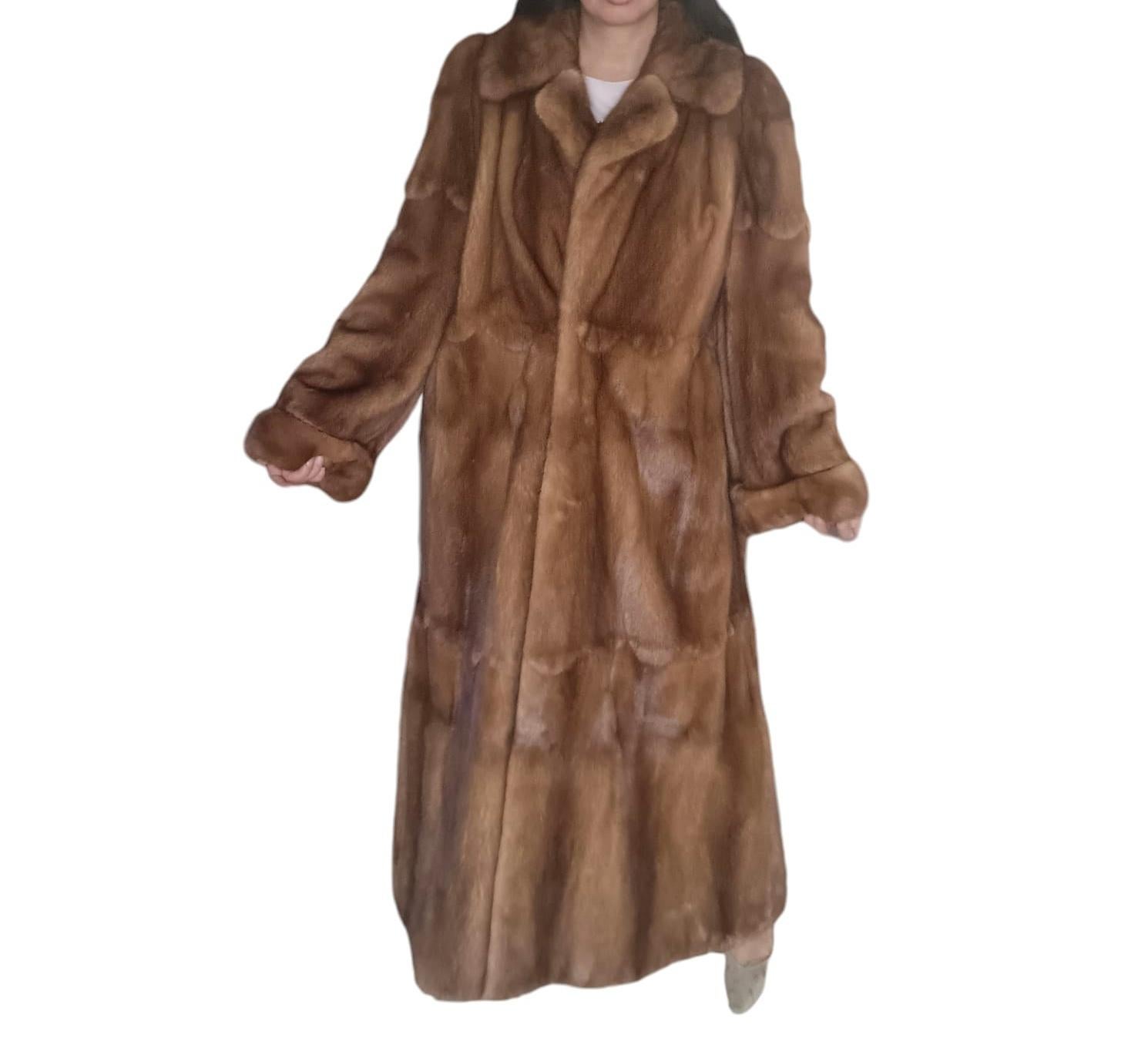 Unused Birger Christensen full pelt whiskey Mink Fur Coat (14/L) For Sale 7