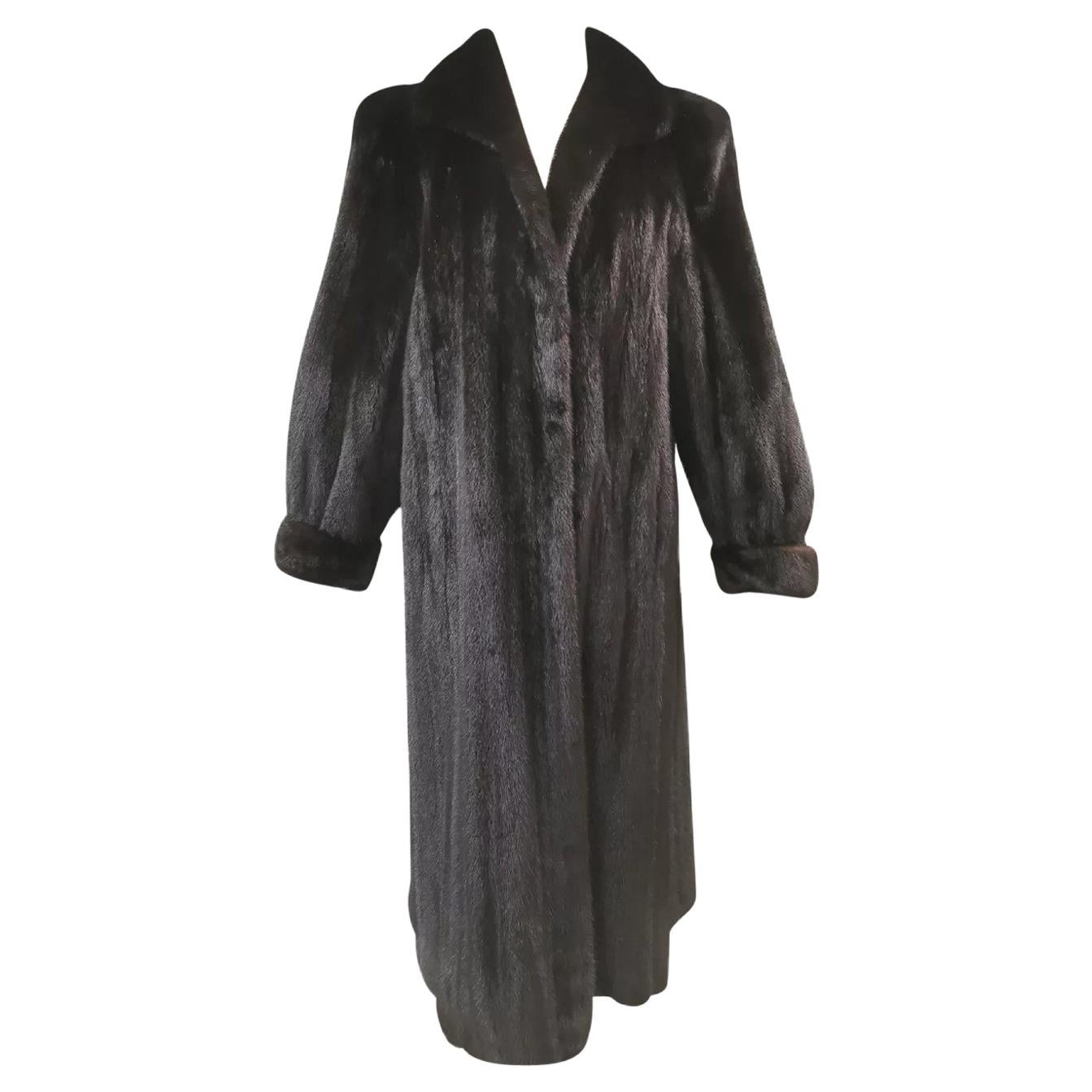 Unused Black Christian Dior Blackglama Mink Fur Coat (Size 10) For Sale