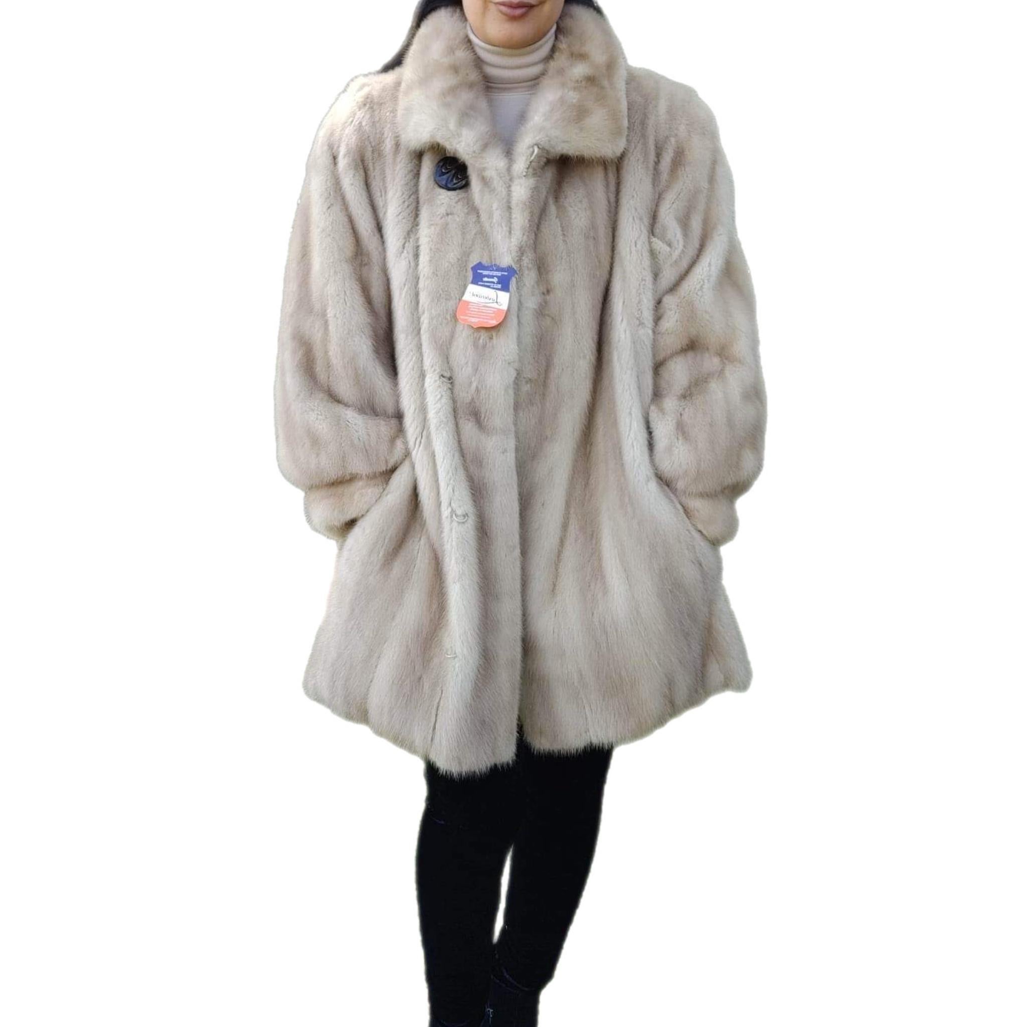 Gray ~Unused Blush Pastel Mink Fur Coat (Size 12 - L)  For Sale