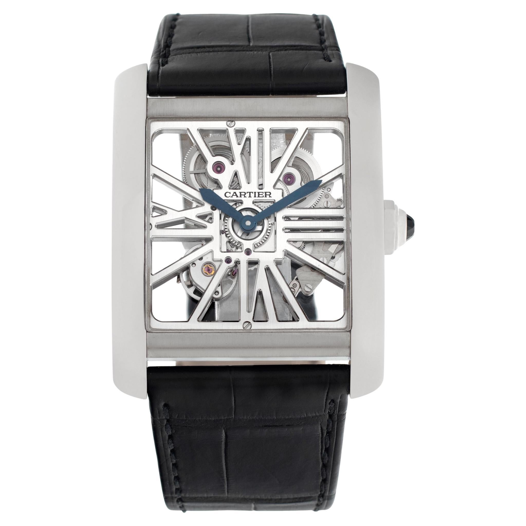 Unused Cartier Tank "MC Skeleton" 18k White Gold Wristwatch Ref W5310026 For Sale
