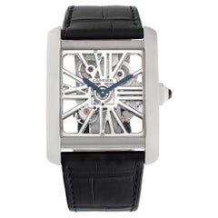 Unbenutzte Cartier Tank „MC Skelett“ 18k Weißgold Armbanduhr Ref W5310026