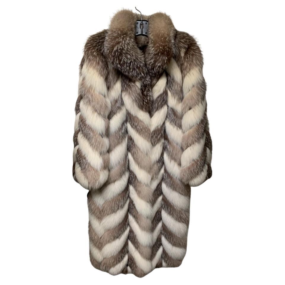 Unused Christian Dior sectional fox fur coat size 12 L