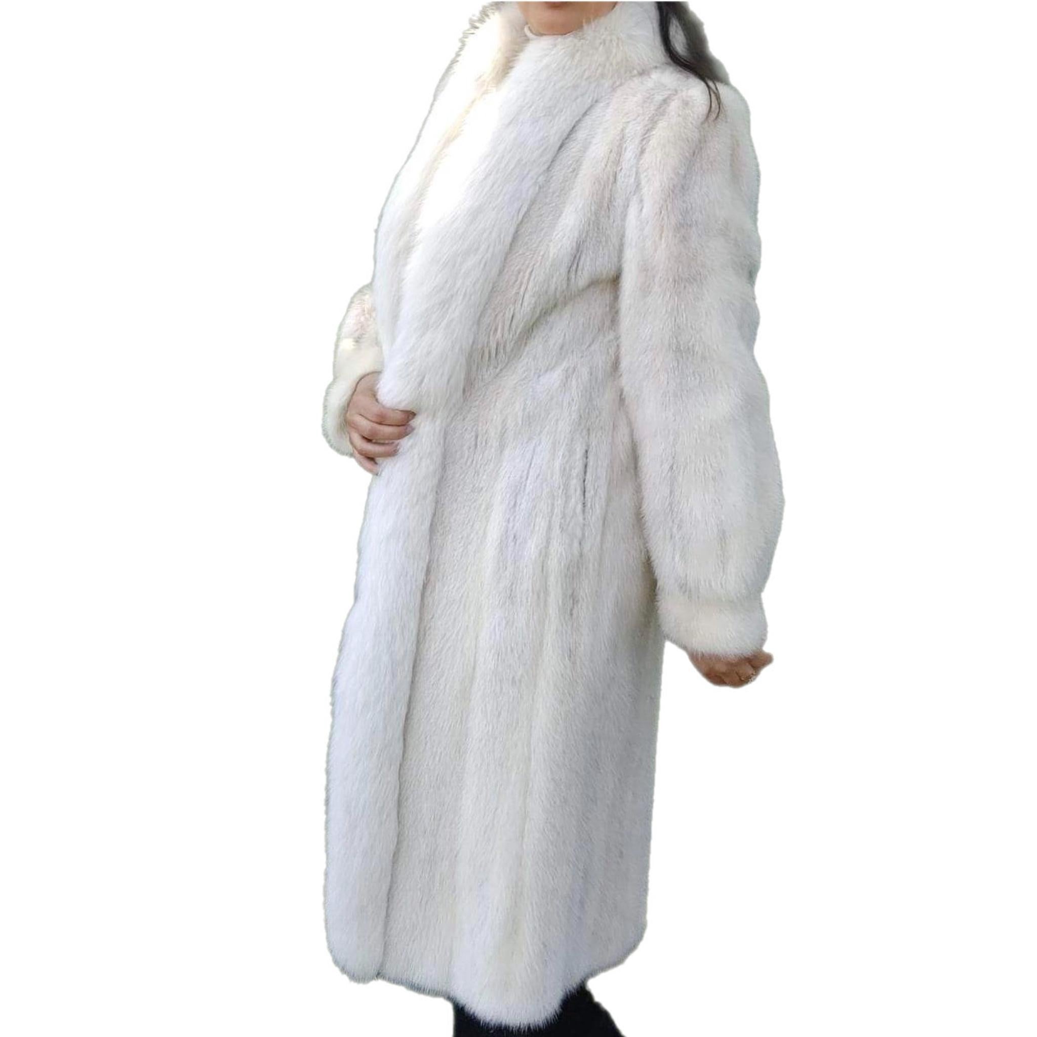 Women's ~Unused Cross Mink white Fur Coat (Size 8 - M)  For Sale