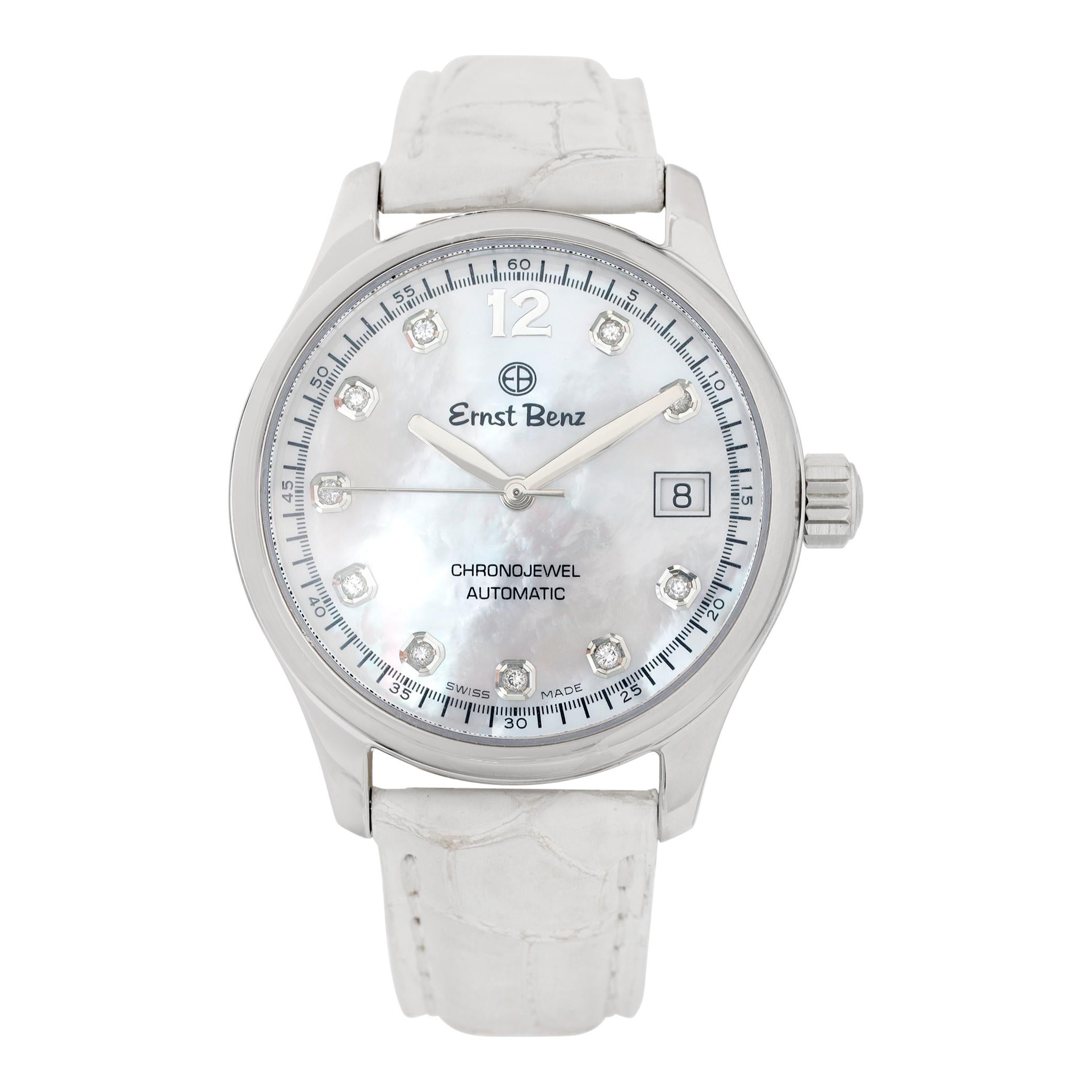Unbenutzt Ernst Benz ChronoJewel Edelstahl Automatik-Armbanduhr Ref GC30242