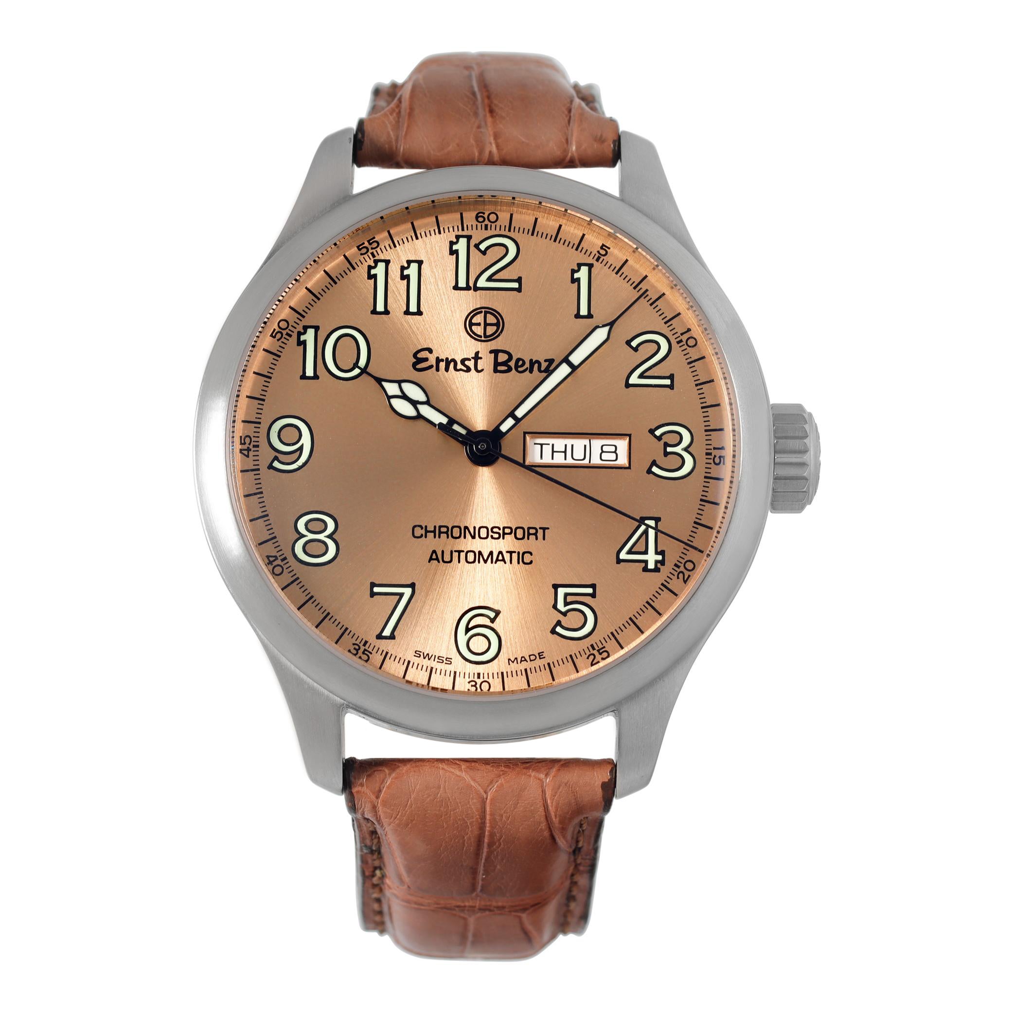 Orologio da polso automatico in acciaio inossidabile Ernst Benz Chronosport, non usato, Ref GC10213