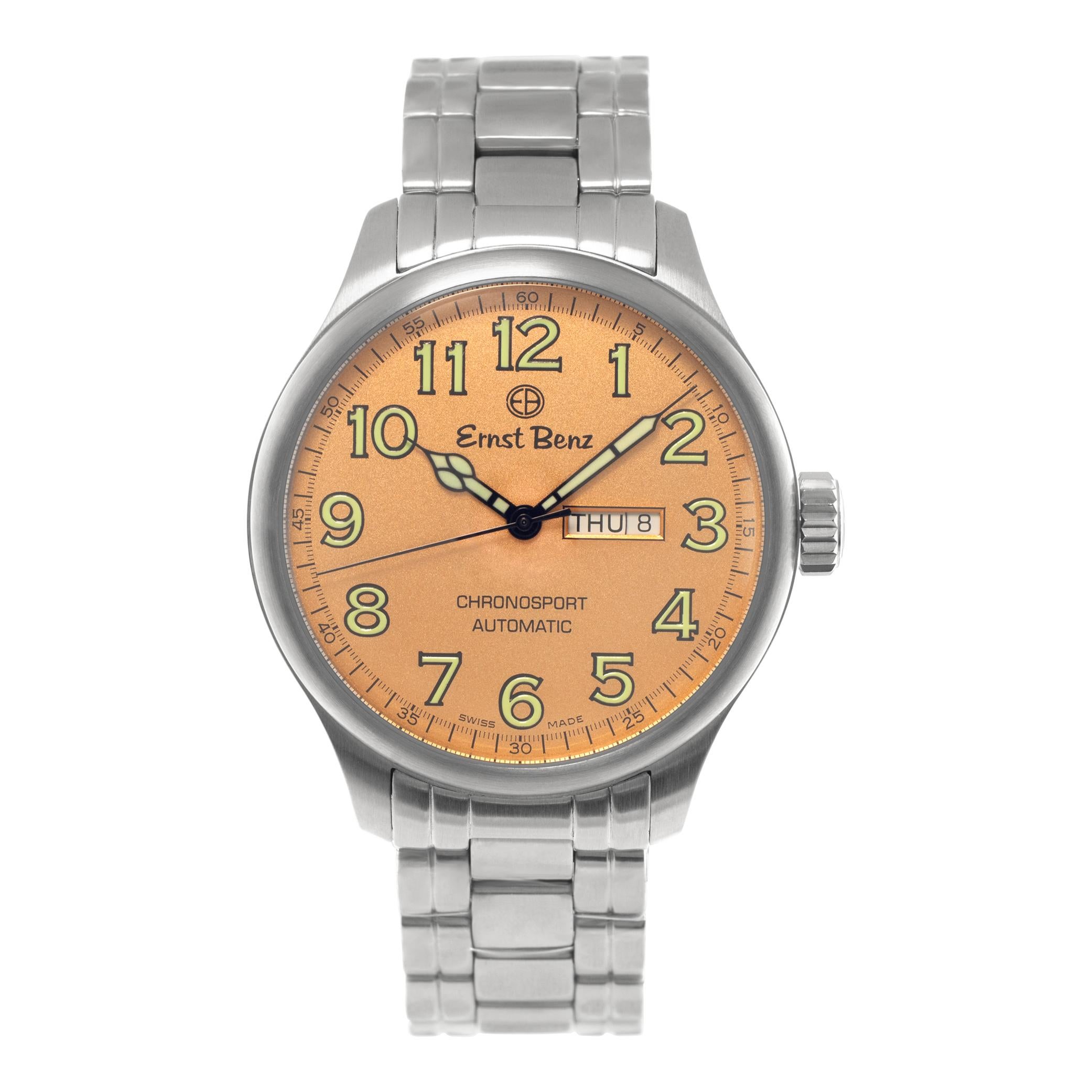 Unused Ernst Benz Chronosport stainless steel Automatic Wristwatch Ref GC10213B For Sale