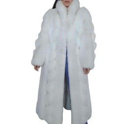 lightweight white saga Chevron white fox fur coat size 12 L