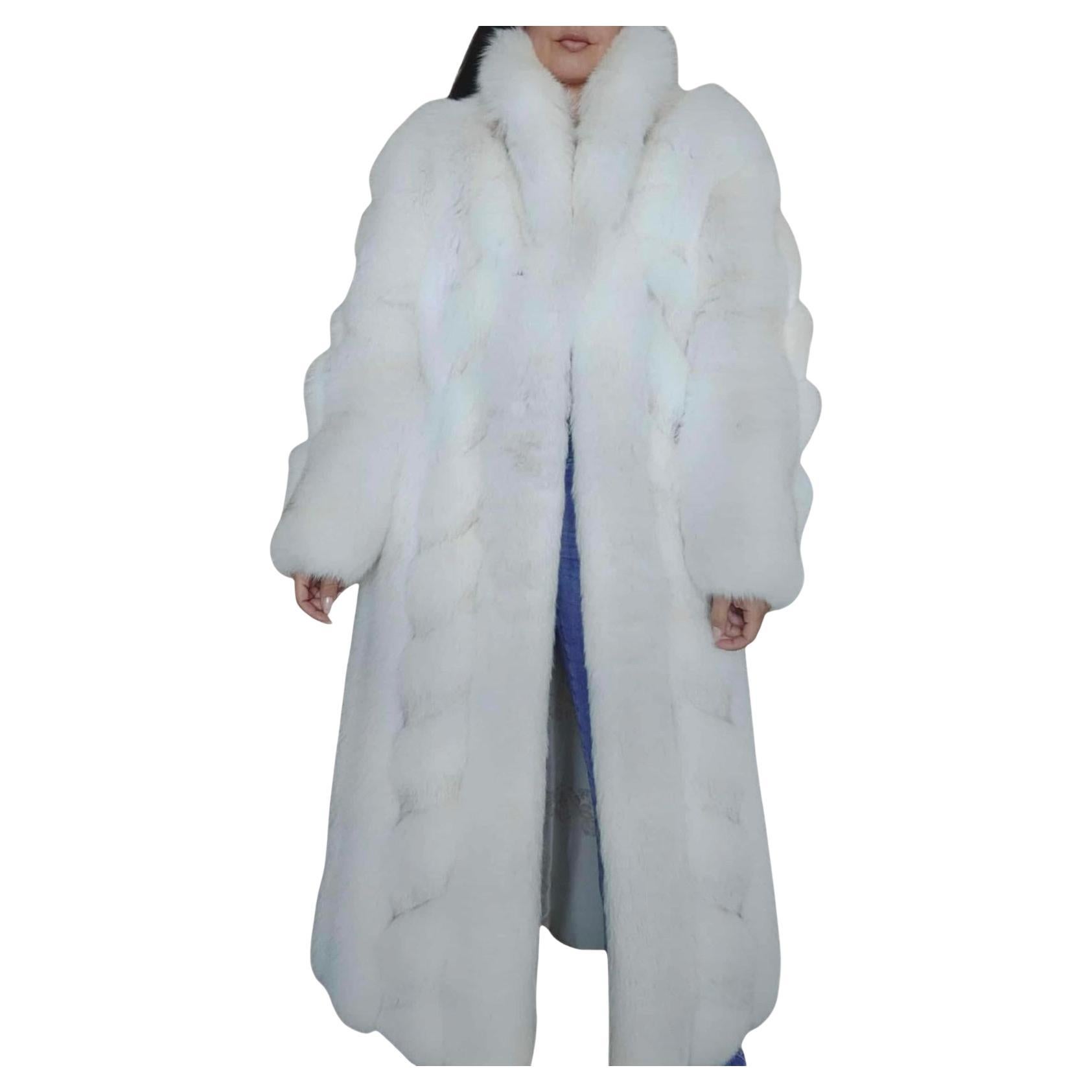 Cappotto leggero Saga Furs in pelliccia di volpe bianca taglia 12 L., inutilizzato