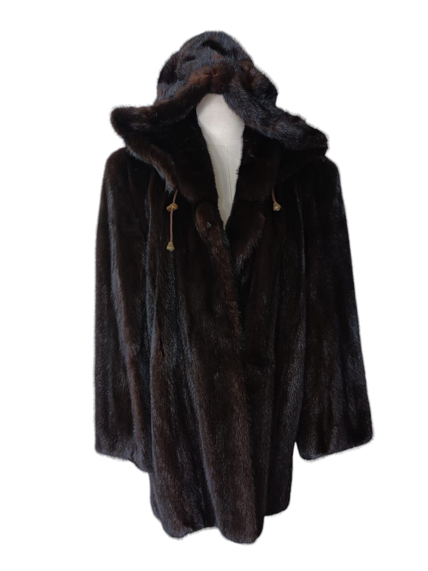 ***** mink fur coat with a hood size 12 7