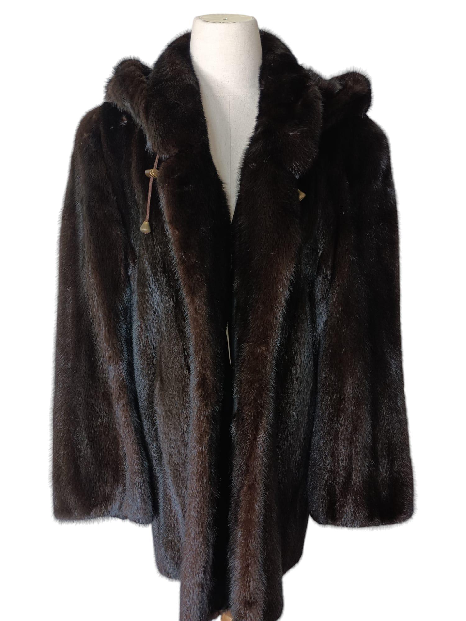 ***** mink fur coat with a hood size 12 2