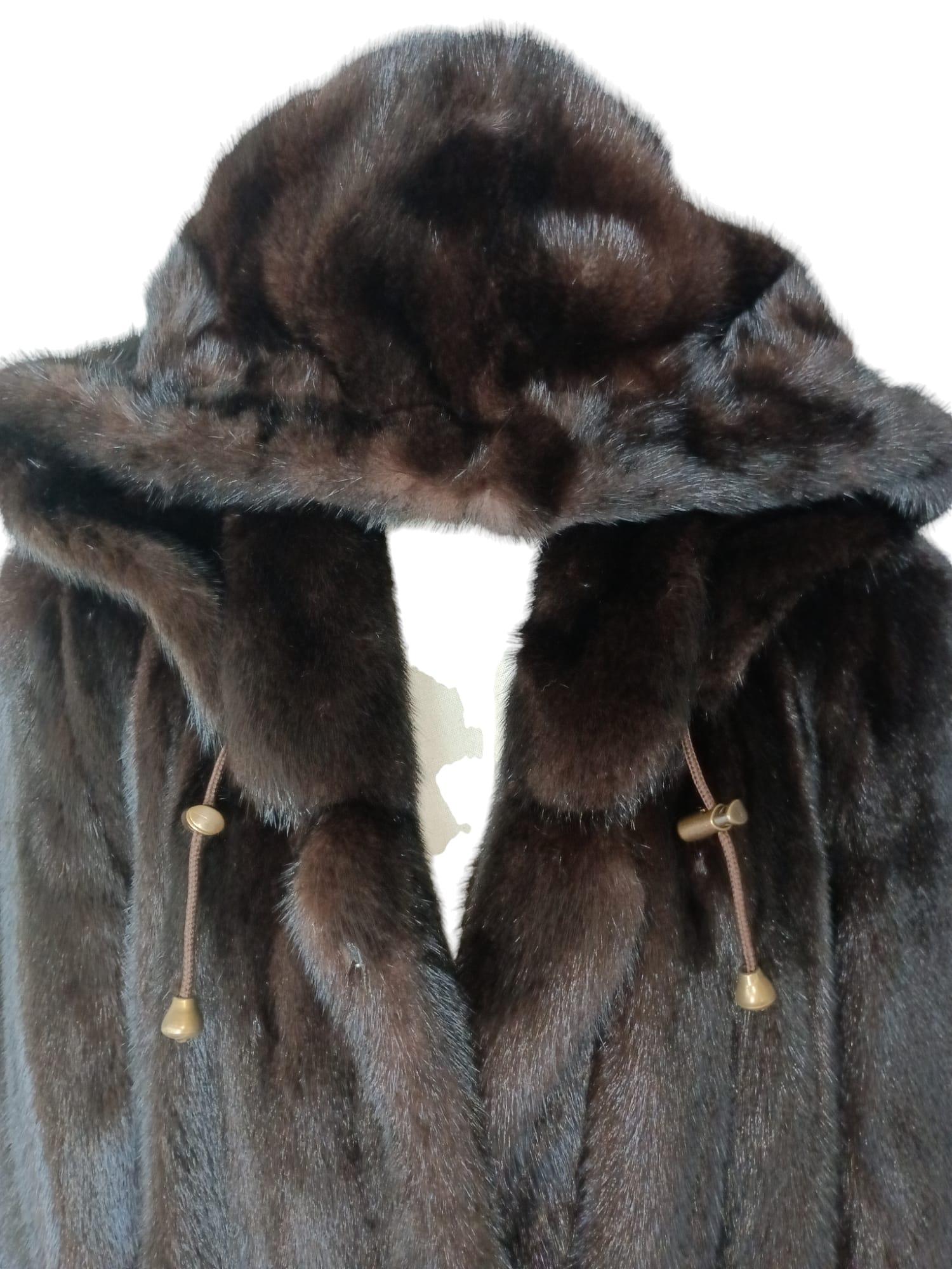 ***** mink fur coat with a hood size 12 3