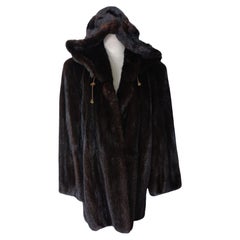 ***** mink fur coat with a hood size 12