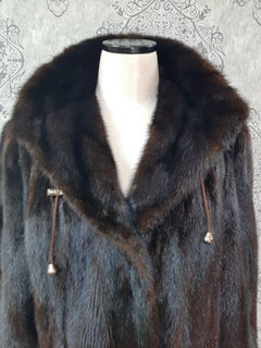 Unused ranch mink fur coat with a hood size 16