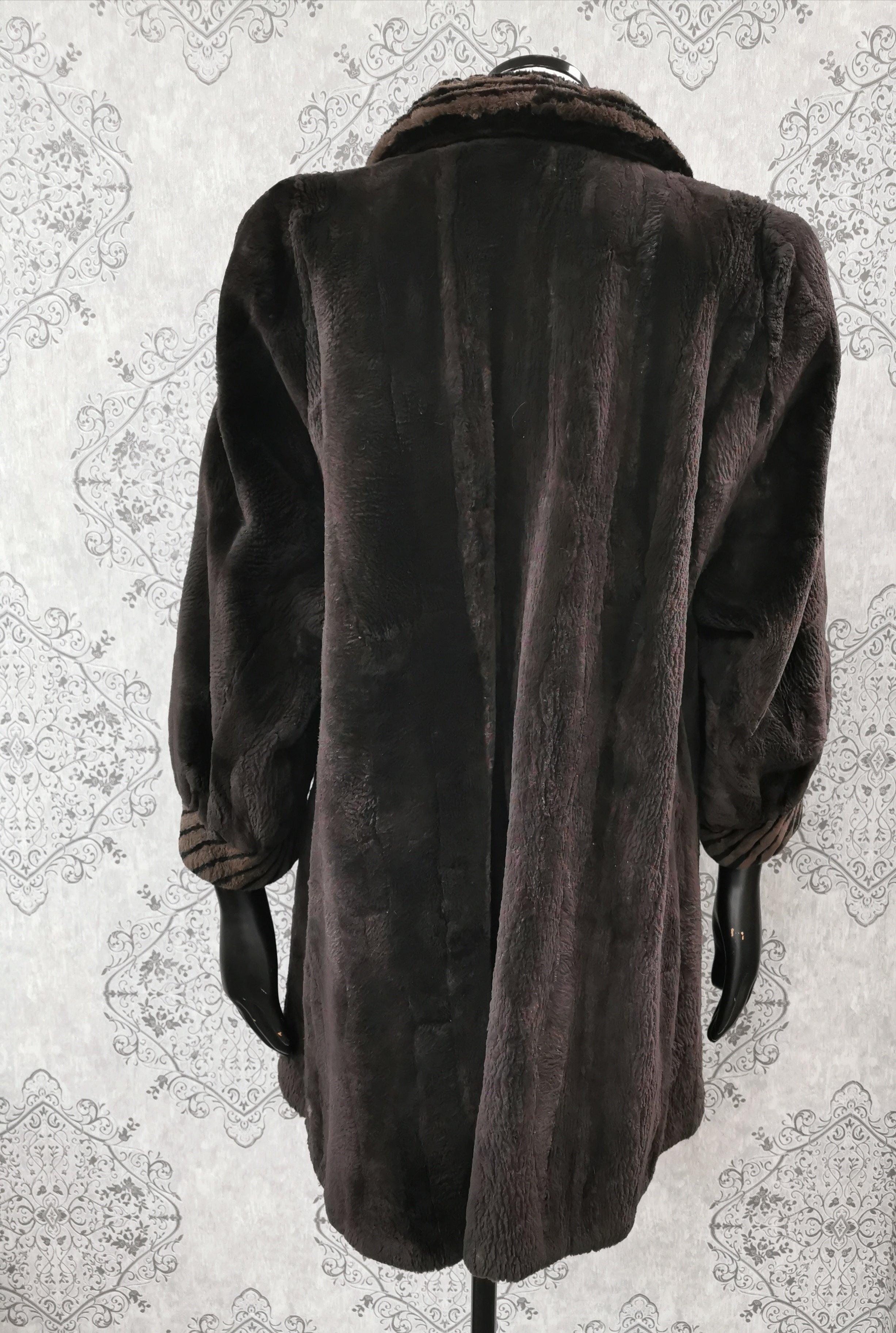 Nuevo a estrenar H. H. Abrigo de piel de castor esquilado Bell & Sons con ribete de piel (talla 14)) 1
