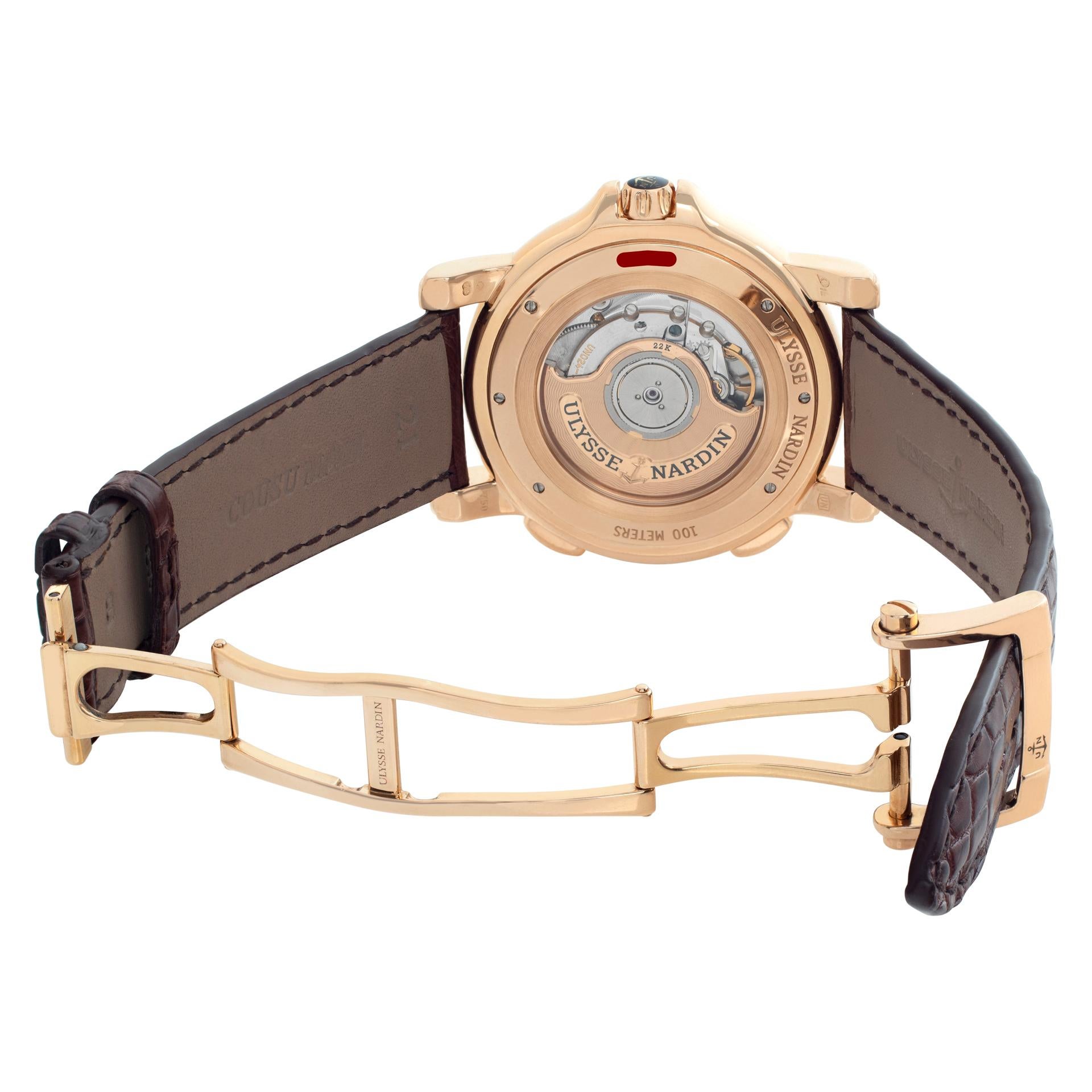 Unused Ulysse Nardin Big Date 18k Yellow Gold Wristwatch Ref 246-55 In Excellent Condition For Sale In Surfside, FL
