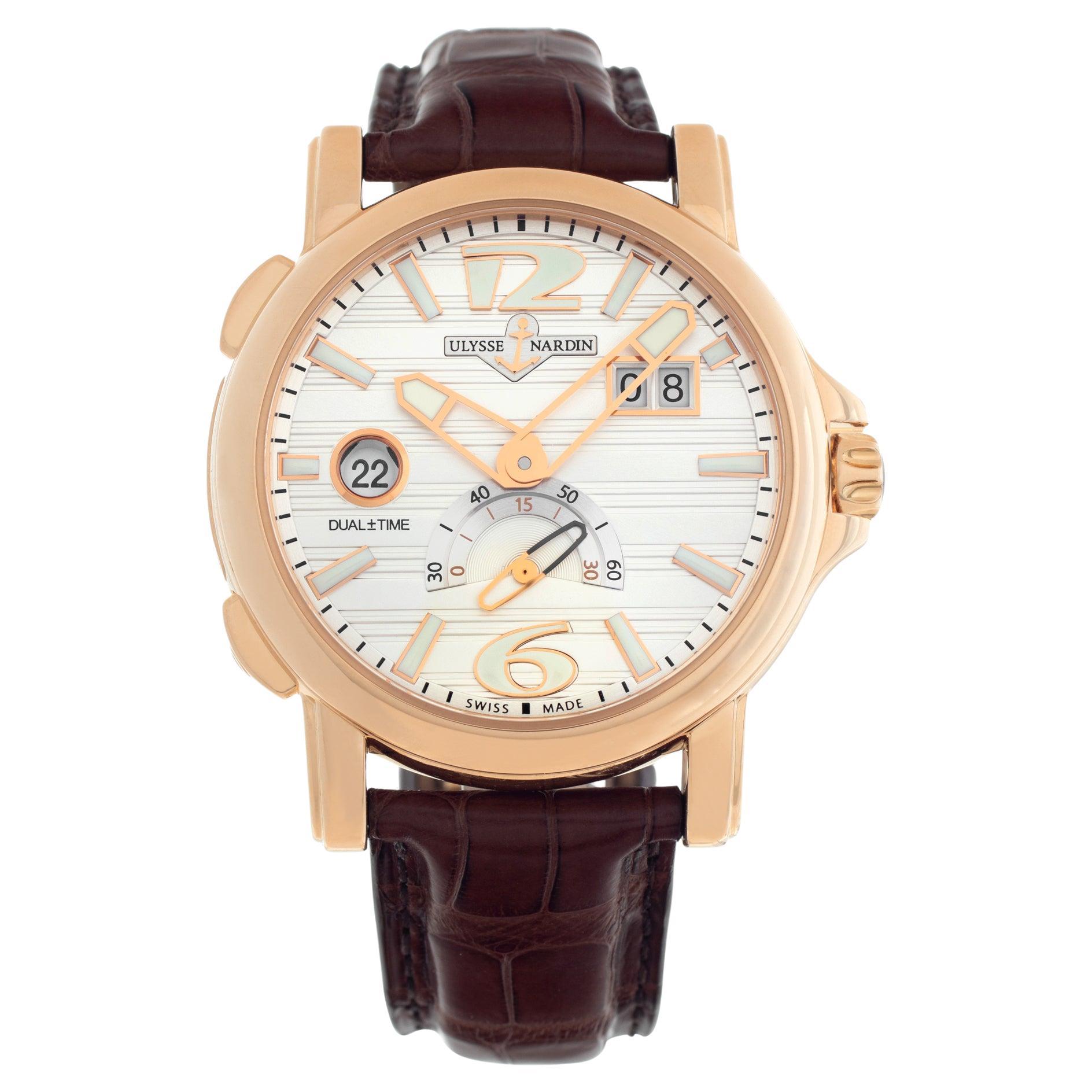 Unused Ulysse Nardin Big Date 18k Yellow Gold Wristwatch Ref 246-55 For Sale