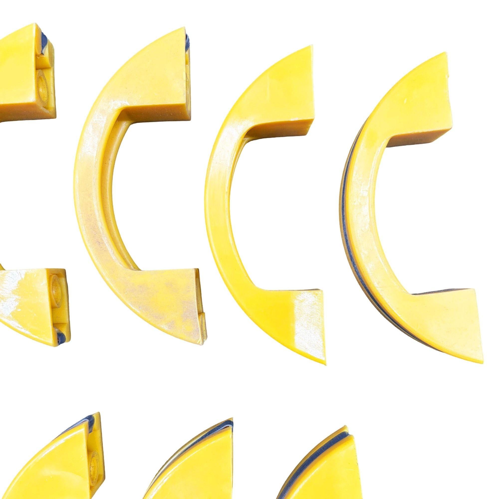 American Unused Yellow Art Deco Bakelite Door/Drawer Pulls w/ Chrome Strip, Set of 21 For Sale