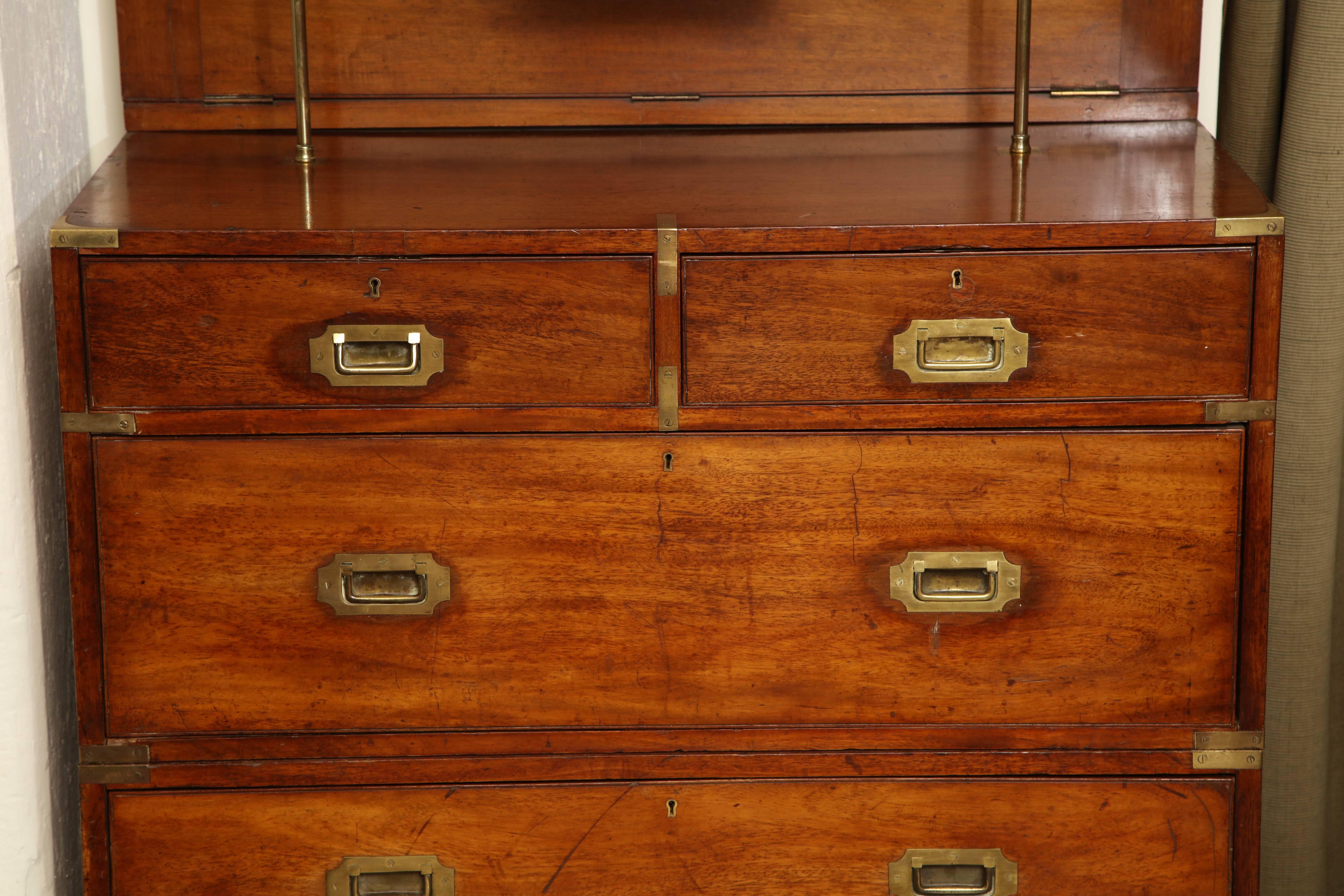 Unusual, 19th Century English, Mahogany Campaign Chest In Excellent Condition In New York, NY