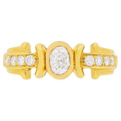 Unusual 0.44ct Oval Diamond Solitaire with Set Shoulders