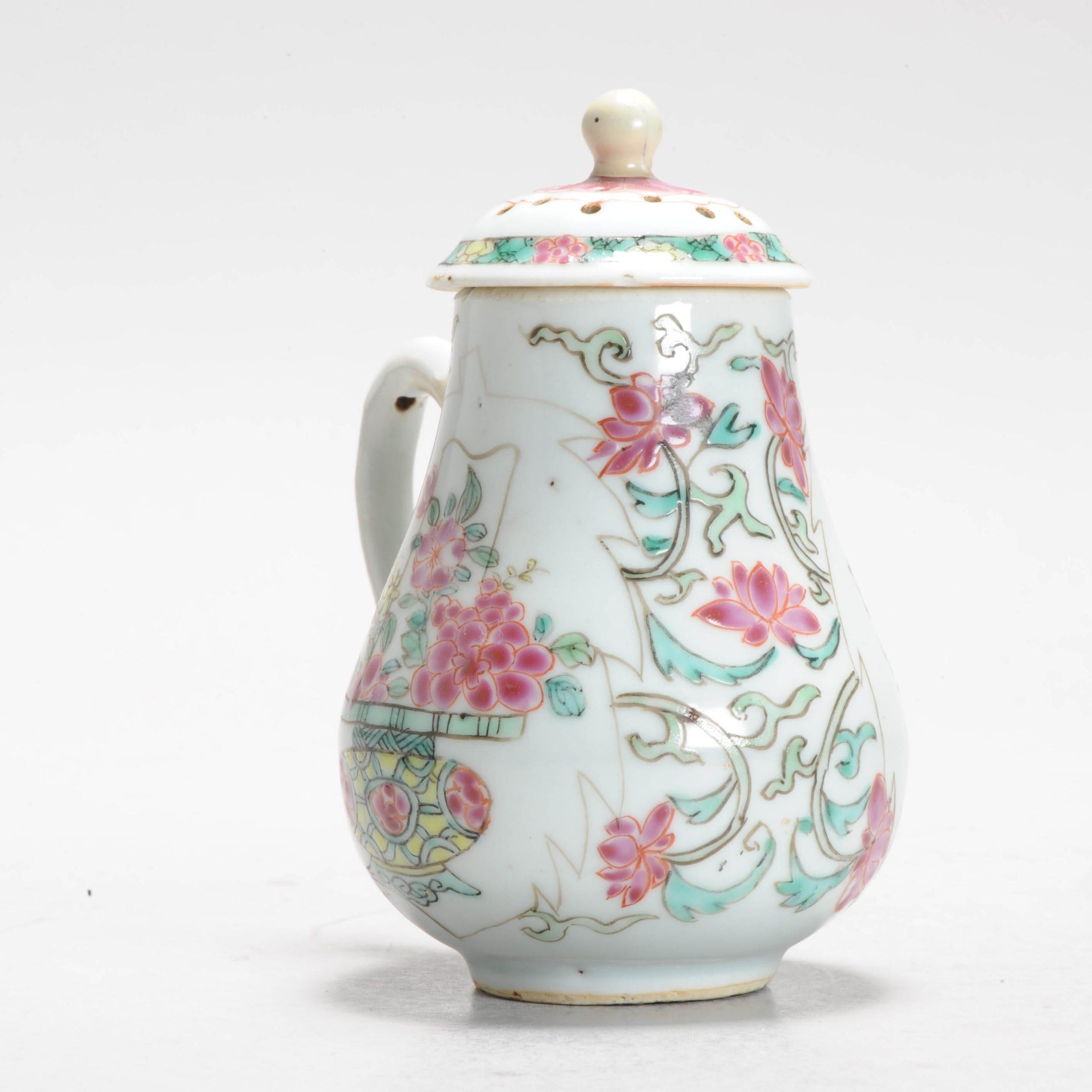 Inusual cesta de flores de porcelana china Famille Rose Qianlong de 18C CAJA DE AZÚCAR Qing en venta