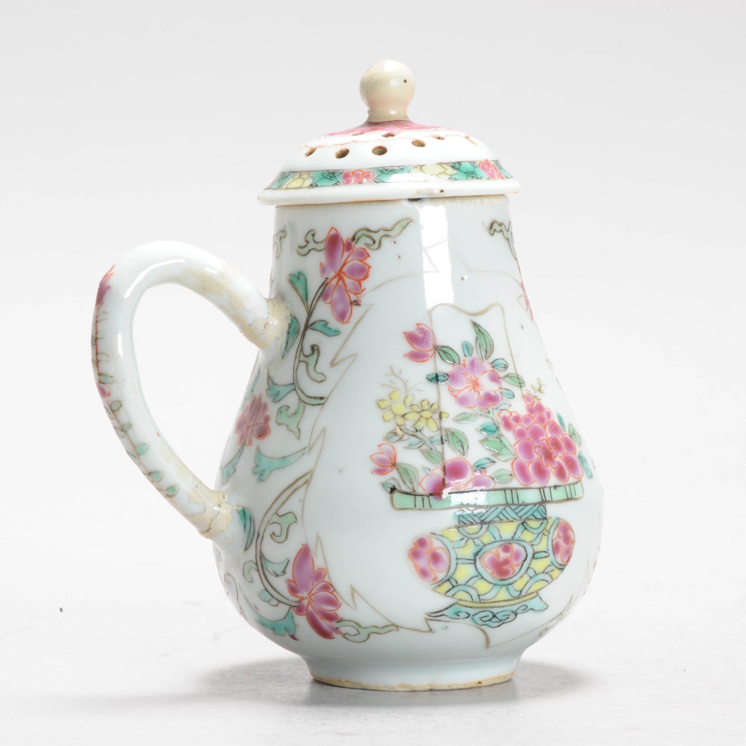 Inusual cesta de flores de porcelana china Famille Rose Qianlong de 18C CAJA DE AZÚCAR Chino en venta
