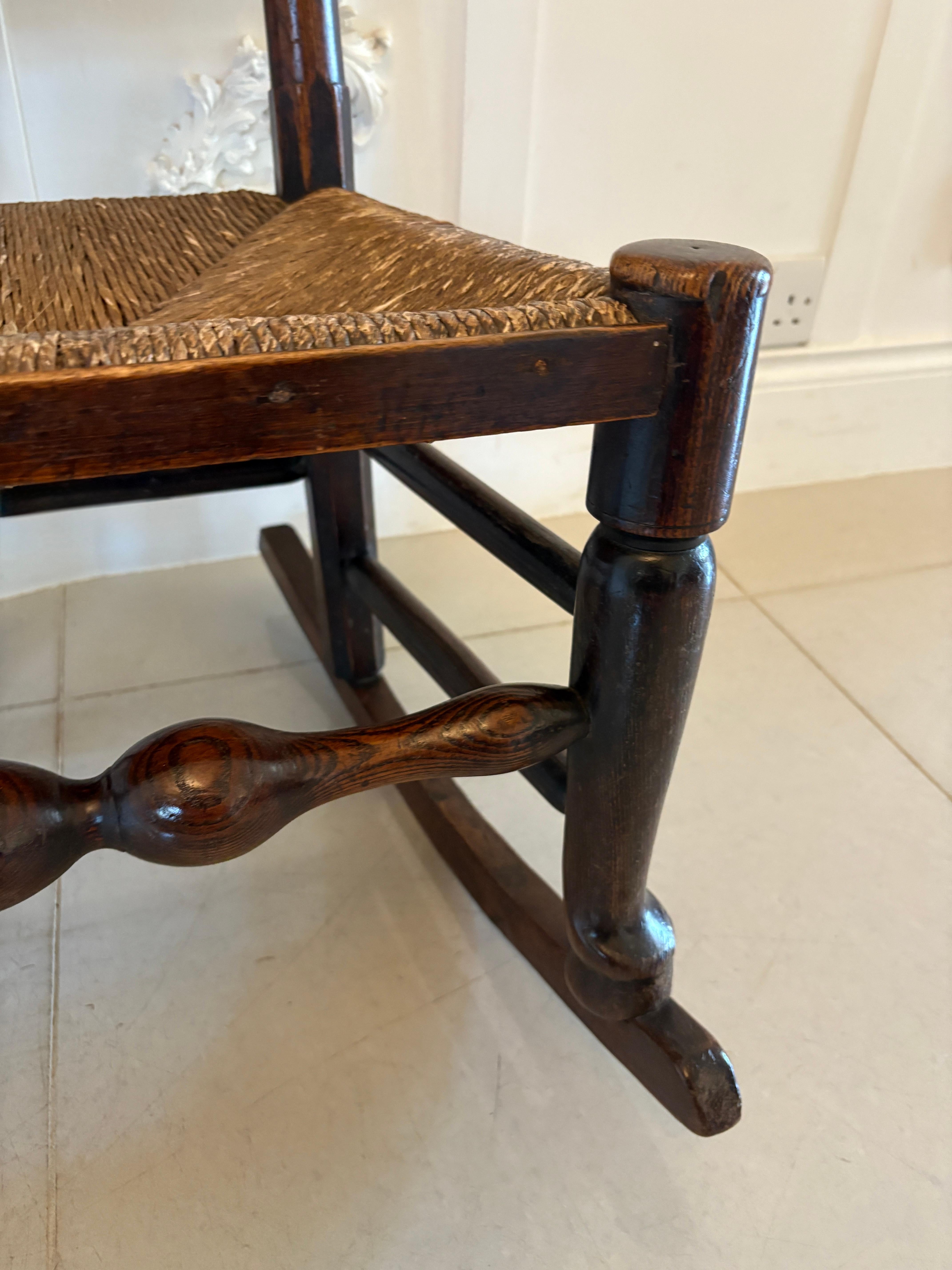 18th Century and Earlier Unusual 18th Century Antique Oak Ladder Back Rocking Chair For Sale