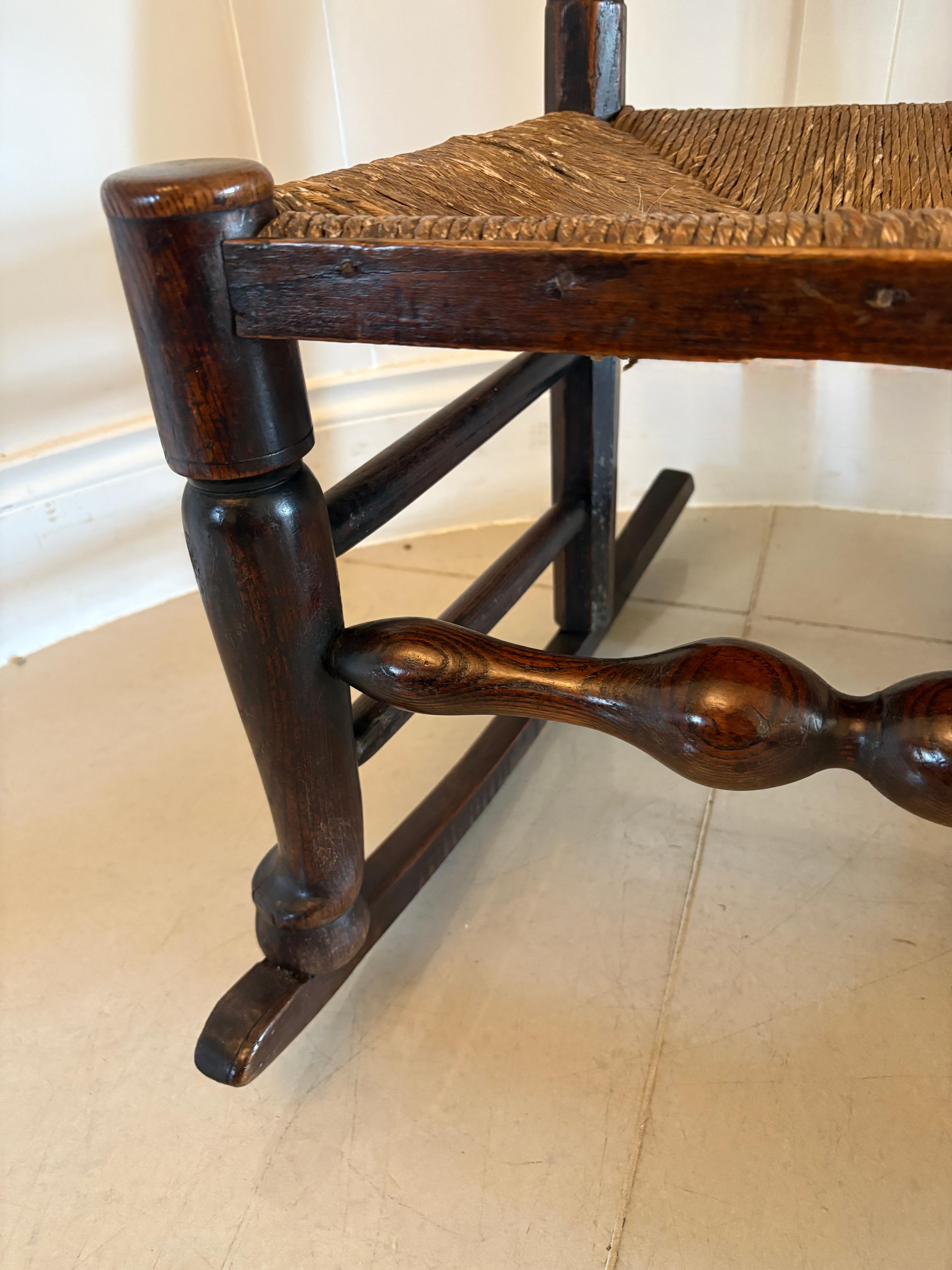 Unusual 18th Century Antique Oak Ladder Back Rocking Chair For Sale 1